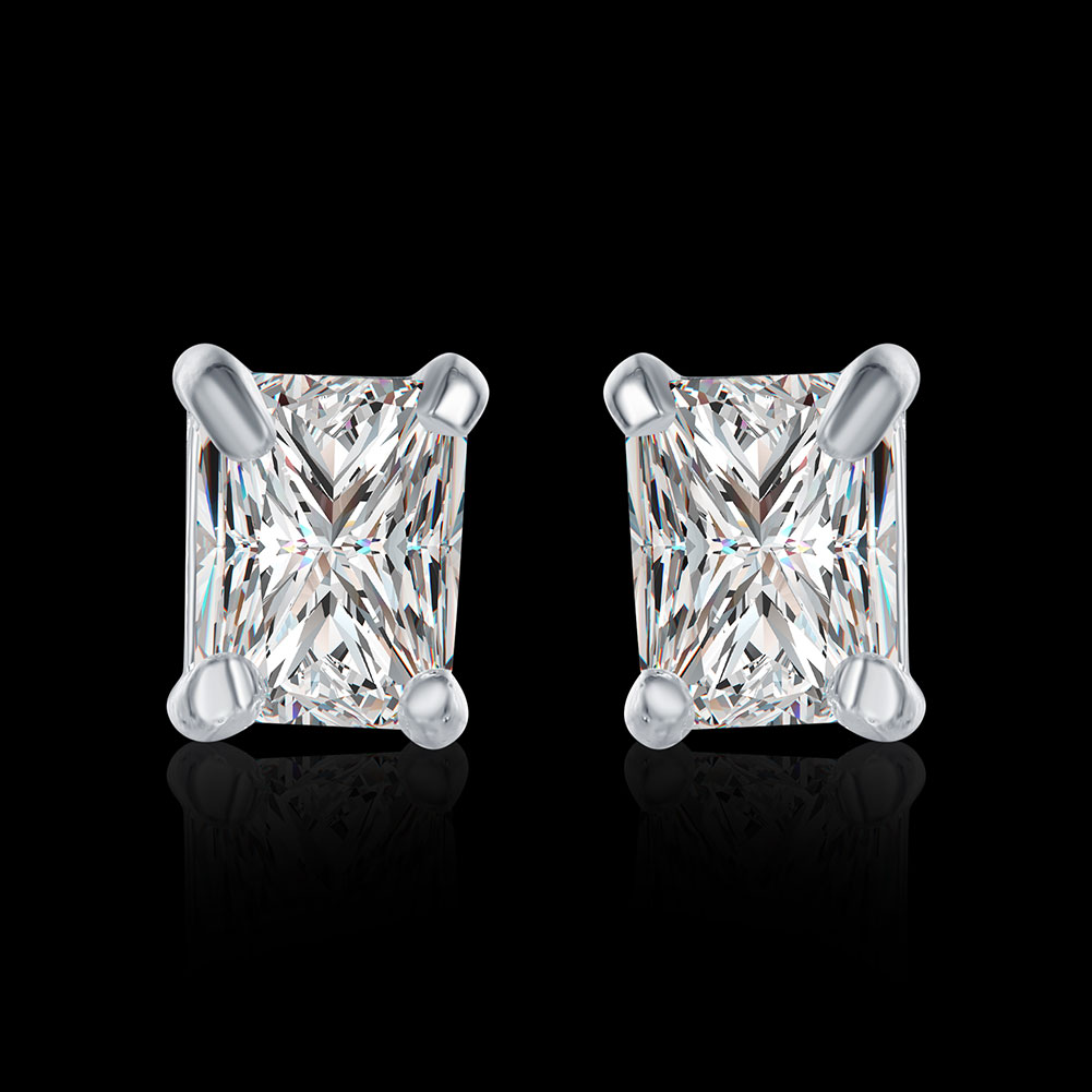 Brand new sterling silver plate Rectangular diamond ear Ding - Whitehead SE098,women's 925 silver Dangle Chandelier earrings 10 pairs a lot