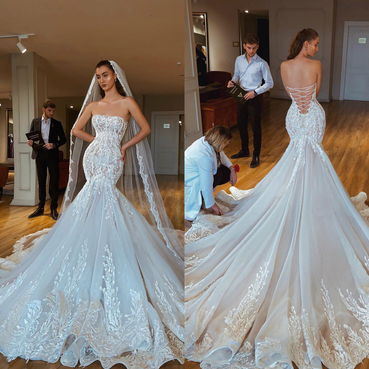 vintage strapless dresses lace applique sleeveless wedding sexy back illusion bodices sweep train arabic bridal gowns