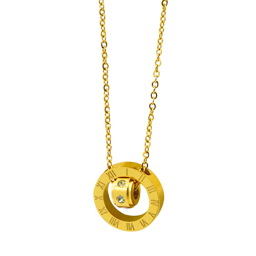 Fashion- lovely Roman Numerals Round Pendant Necklace Link Chain Clothing Accessories