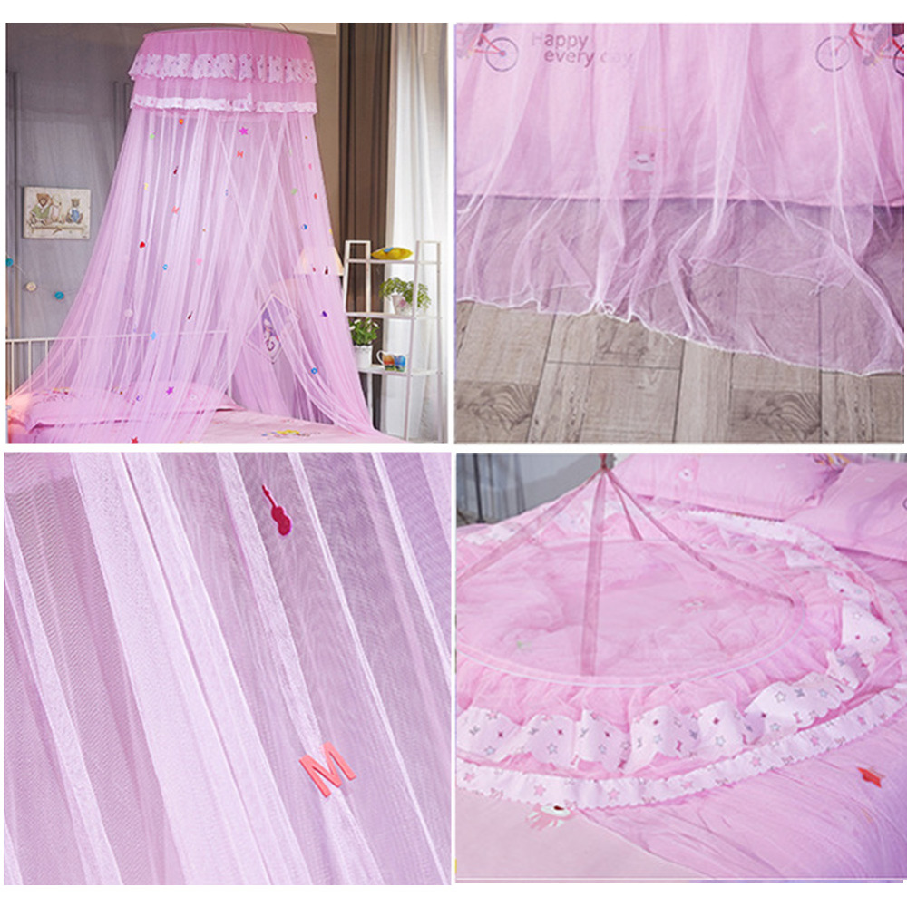 Elegant Tulle Bed Dome Bed Netting Canopy Circular Pink Round Dome Bedding Mosquito Net for Twin Queen King6058651