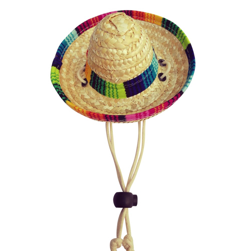 Pet Woven Straw Hat Costume for Dogs Adjustable Sun Hat for Small Dogs and Cats to Act Cute
