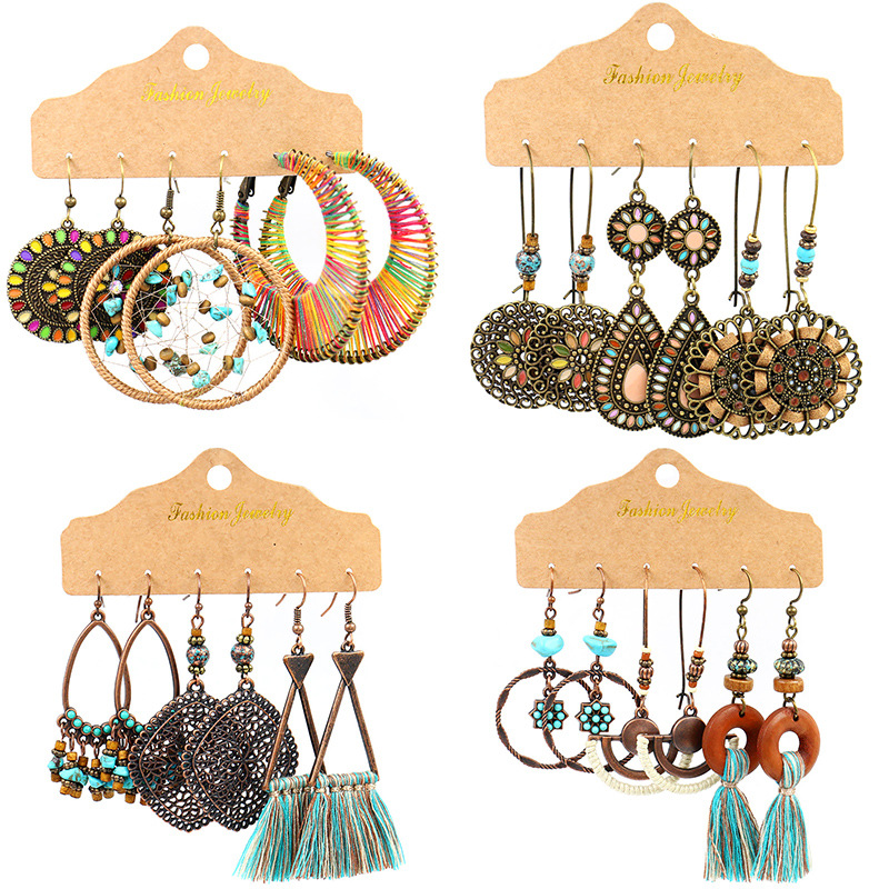 Women Bohemian Ethnic Style Dreamcatcher Earrings Braided Tassel Earrings Geometric Dangle Earrings Fashion Jewelry 3 pairs/set
Women Bohemian Ethnic Style Dreamcatcher Earrings Braided Tassel Earrings Geometric Dangle Earrings Fashion Jewelry 3 pairs/set