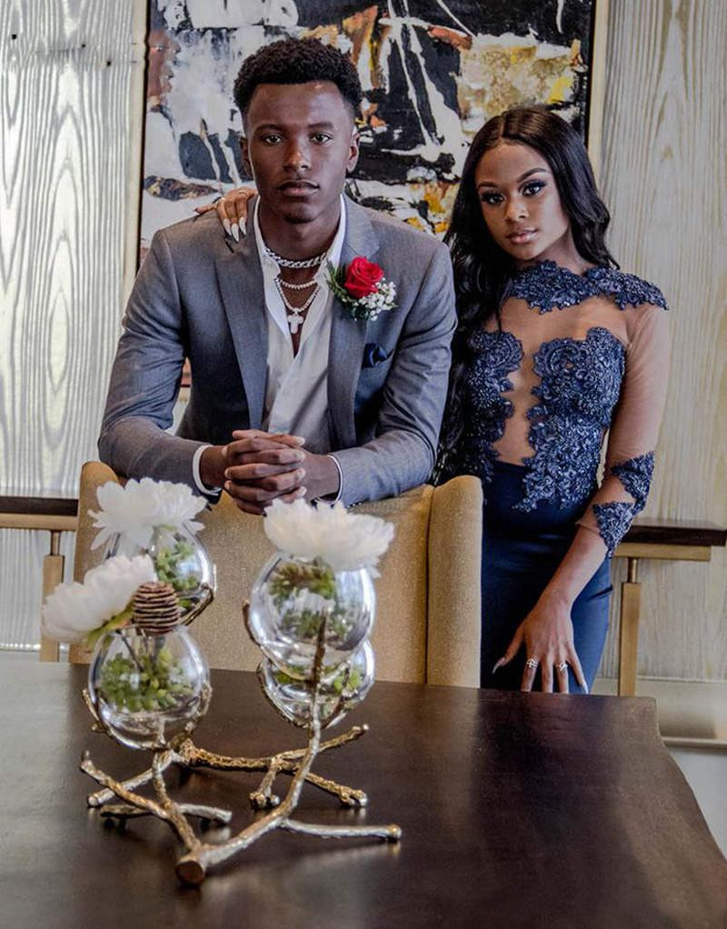 Illusion Sheer Lace 2019 Mermaid African Formal Evening Party Dresses Long Sleeve Prom Graduation Gowns Vestido De Festa Longo 0510