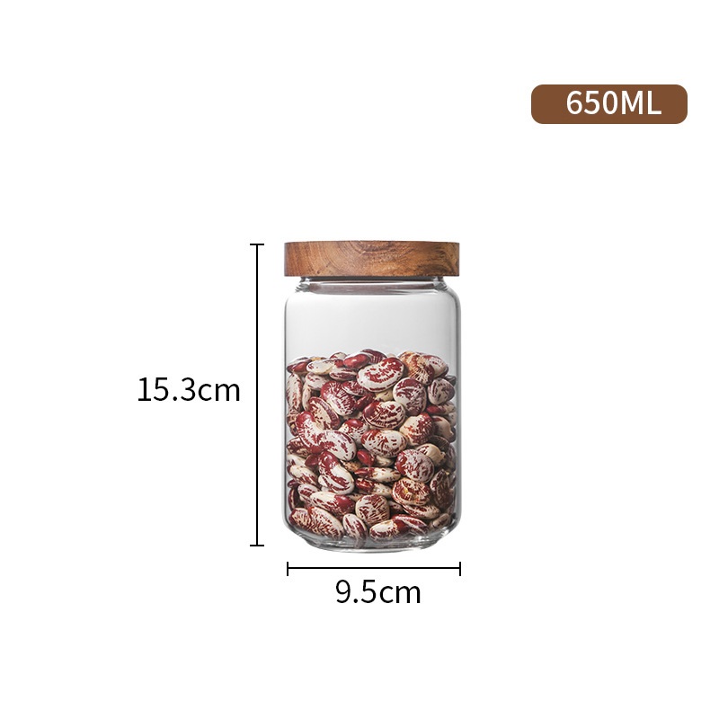 350/650/950ml/1250ml/1550ml bottles Bamboo Lid Glass Airtight Canister Storage Jars Grains Leaf Coffee Beans Candy Jar