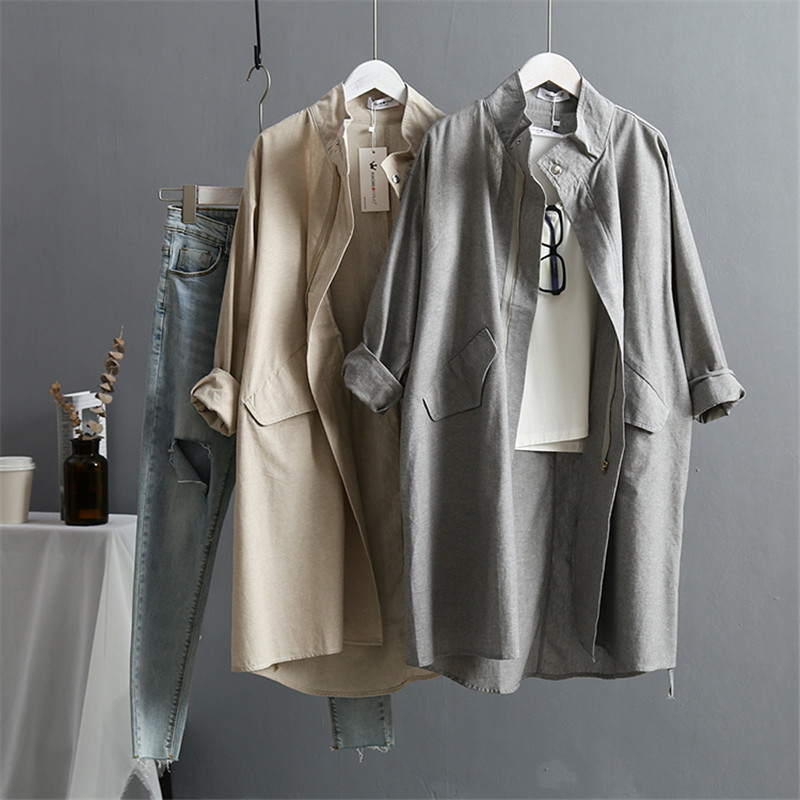 Summer Cotton Linen Women's Trench Coat 2020 New Korean Version Long Sleeved Large Plus Size Loose Women Trenchs Coats, Gray
Summer Cotton Linen Women's Trench Coat 2020 New Korean Version Long Sleeved Large Plus Size Loose Women Trenchs Coats, Gray