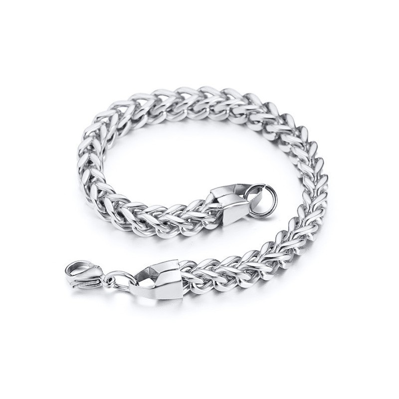 Curb Cuban Double Chains Link Men Bracelet Stainless Steel In Gold Silver Black Color 8.7" Male Pulseira Jewelry BR-625