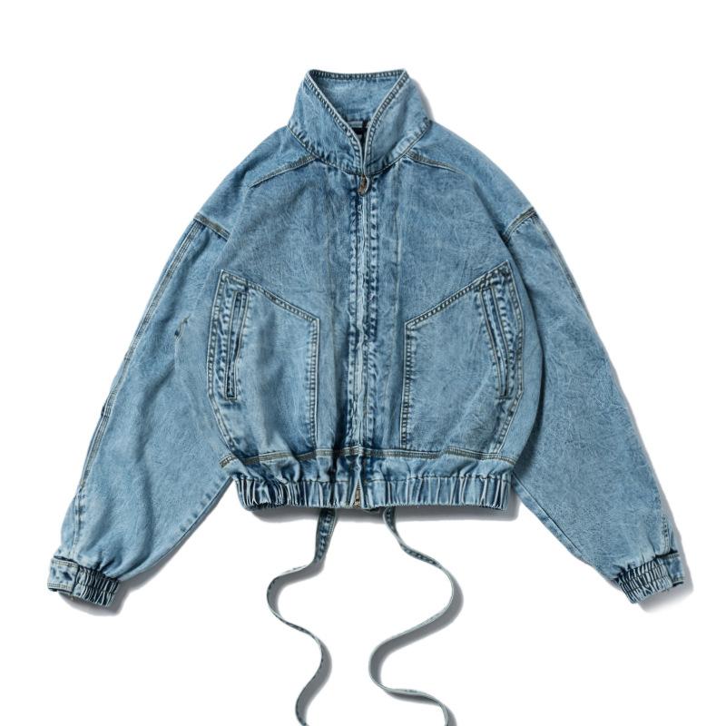 Mens Designer Jackets FOG 6TH Drawstring Washed Distressed High Street Fashion Stand Collar Hip Hop Jacket, Blue
Mens Designer Jackets FOG 6TH Drawstring Washed Distressed High Street Fashion Stand Collar Hip Hop Jacket, Blue