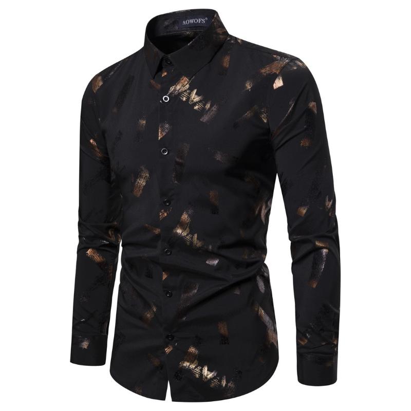 Men' long sleeve shirt personality fashion slim print business shirt work club European and American sizes XXL men, Black
Men' long sleeve shirt personality fashion slim print business shirt work club European and American sizes XXL men, Black