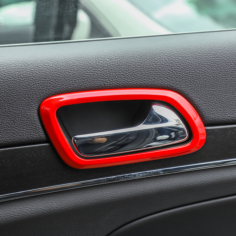 Red ABS Inner Door Bowl Ring Decorative For Jeep Grand Cherokee 2011+ High Quality Auto Exterior Accessories
