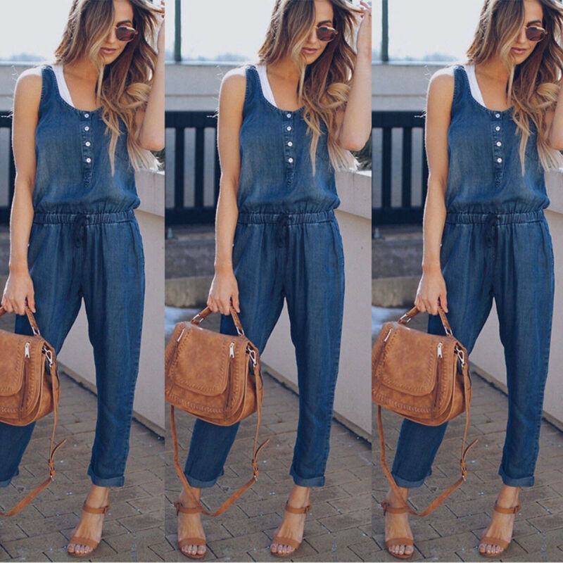 2020 Newest Hot Women Summer Solid Sleeveless Denim Jumpsuit Long Trousers Clubwear Rompers Trousers Overalls Navy Blue Playsuit, Light blue
2020 Newest Hot Women Summer Solid Sleeveless Denim Jumpsuit Long Trousers Clubwear Rompers Trousers Overalls Navy Blue Playsuit, Light blue