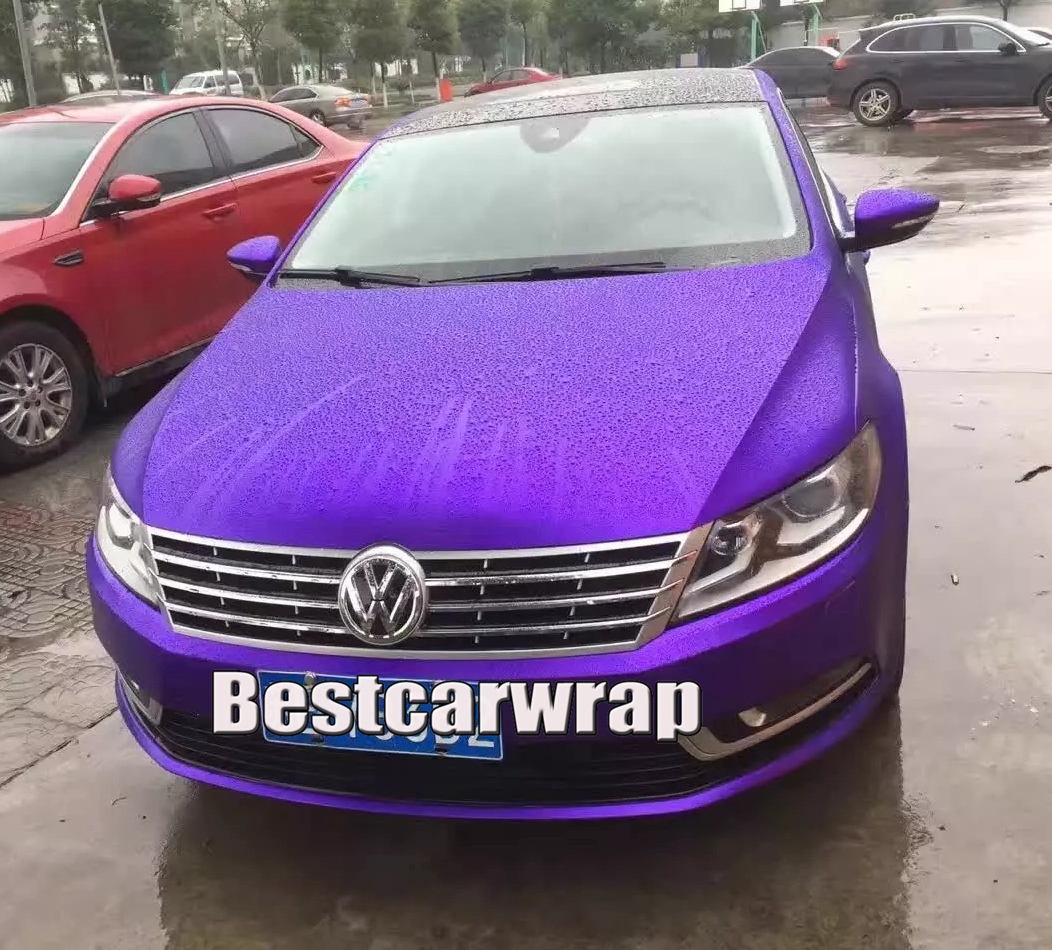 Chrome Satin Purple Viny For Car Wrap Purple Satin Matte Chrome With Air Channle For Car styling Unique Wrapping Sticker Cover 1.52x20m/Roll