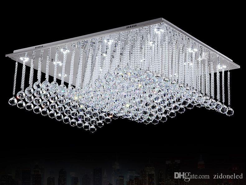 Modern Crystal Ceiling Lamp Rectangle Wave Crystals Chandelier Lighting Fixtures Surface Mounted Loyer GU10