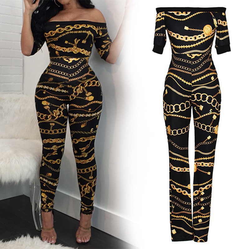 Fashion Jumpsuits for Womens Summer Sexy Tight-fitting Chain Print One-shoulder Jumpsuits Womens Designer Fashion Jumpsuits Rompers, Black
Fashion Jumpsuits for Womens Summer Sexy Tight-fitting Chain Print One-shoulder Jumpsuits Womens Designer Fashion Jumpsuits Rompers, Black