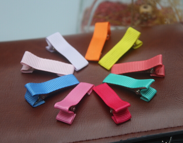 Girl Cover Ribbon Lined mini Hair Bows Clip Double Prong Alligator 35mm Hair Clip Hair Accessories 20pcs FJ3203