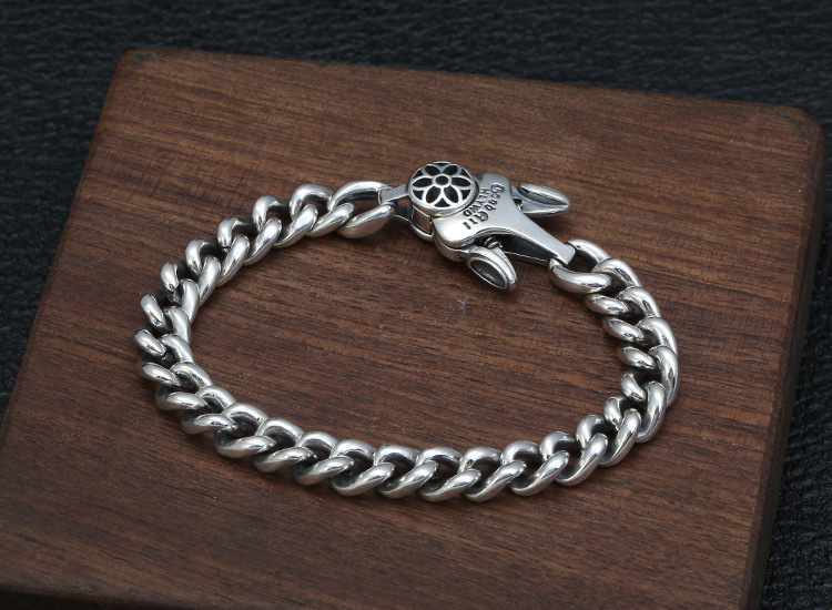 Personalized 925 Sterling silver jewelry designer hand-made 7mm curb links bracelet designed with unique closure clasp FOR MEN