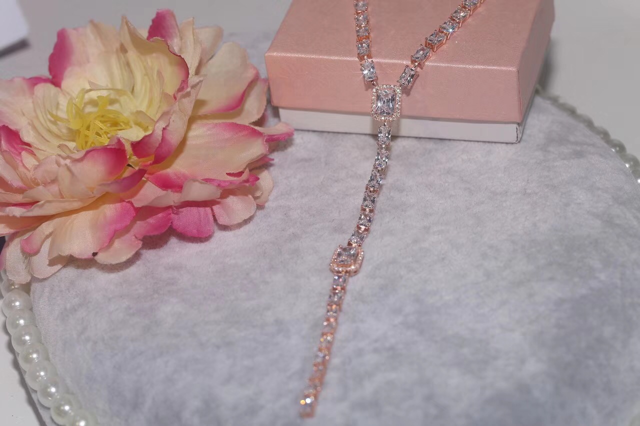 Fashion-925 Sterling Silver Fashion Collar Jewelry Silver Color Bride Rhinestone Tie Accessories Wedding Necklace Jewellery Statement N