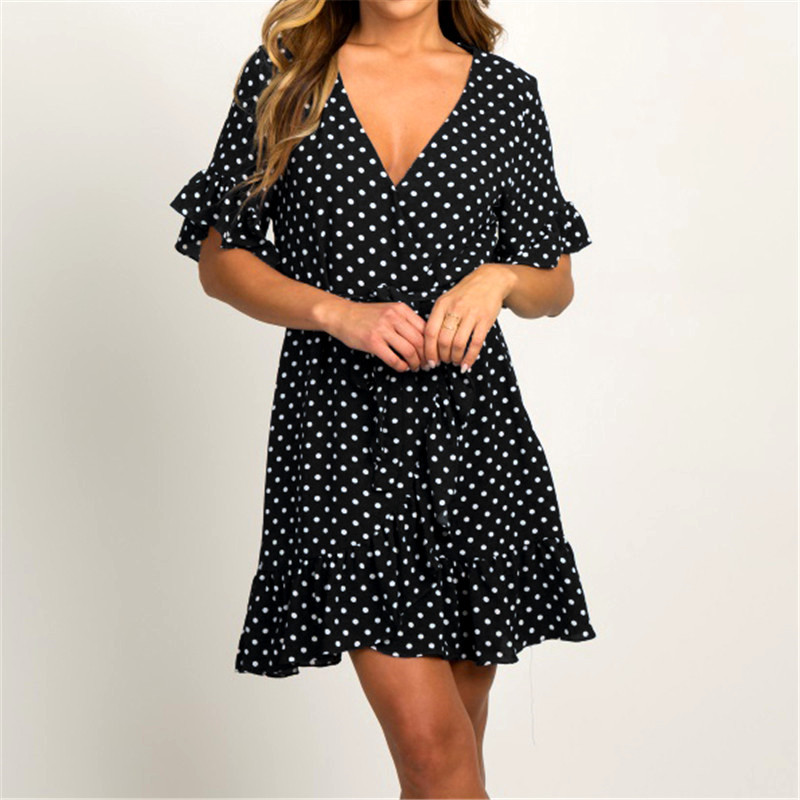 Summer Chiffon Dress 2020 Boho Style Beach Dress Fashion Short Sleeve V-neck Polka Dot A-line Party Sundress Vestidos, Mg-7471-black
Summer Chiffon Dress 2020 Boho Style Beach Dress Fashion Short Sleeve V-neck Polka Dot A-line Party Sundress Vestidos, Mg-7471-black