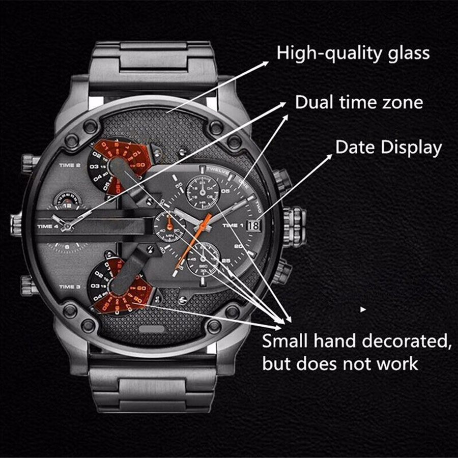Relogio Masculino Mens Watch Sports Wristwatches Big Face Stainless Steel Quartz Analog Business Army Military Watches Gifts Clock46653219s