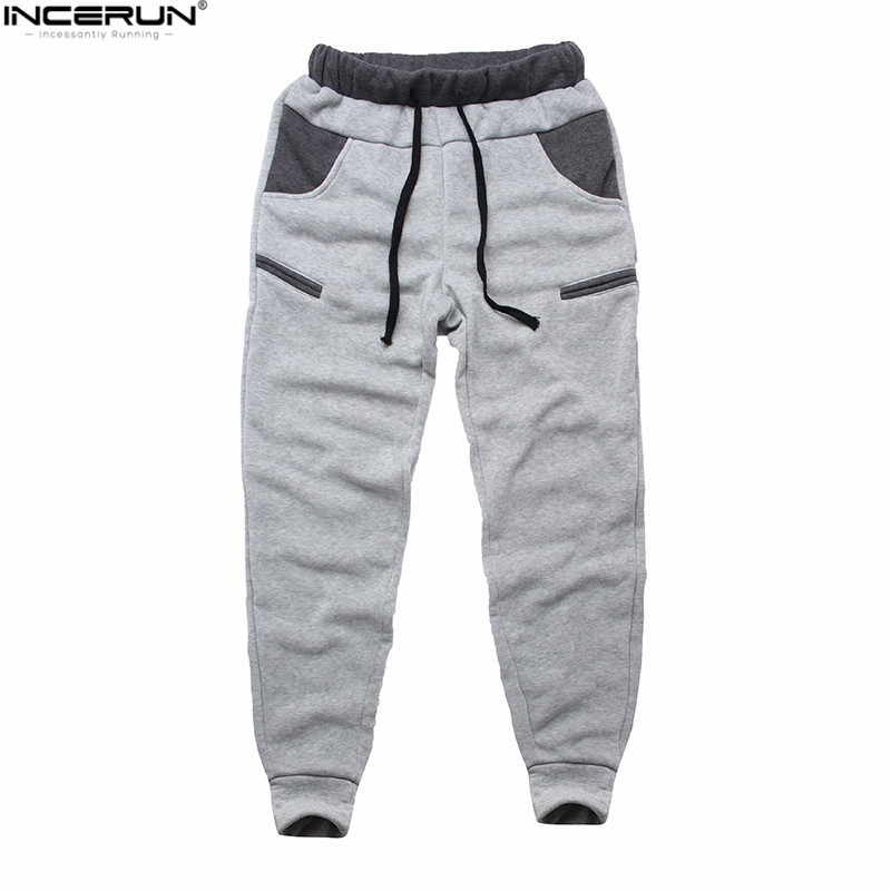 INCERUN Winter Men Pants Joggers Elastic Waist Casual Fleece Warm Trousers Men Loose Comfy Workout Tracksuit Mens Sweatpants T200422
