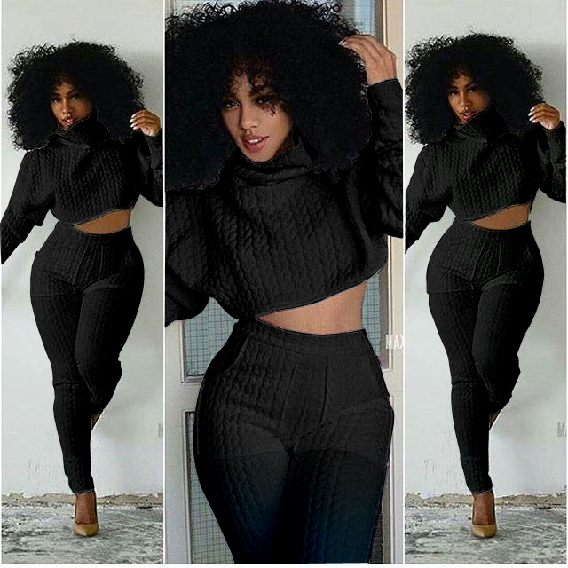 2020 Winter Sexy Fashion Design Casual Long Pants Two Pieces Rompers Women Jumpsuit Solid Thick Bodysuit Woman Clothing