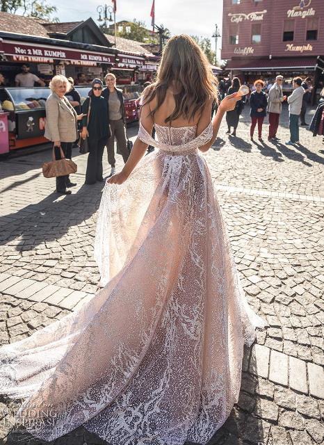 Dimitrius Dalia Champagne Mermaid Wedding Dresses Off Shoulder Lace Bridal Gowns Thigh Slit Backless Illusion Beach wedding dress Custom
