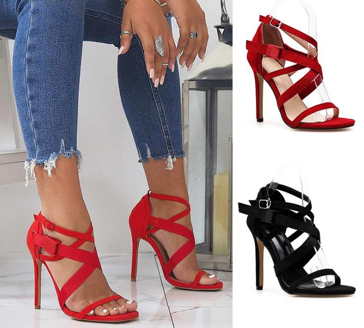 Fashion designer ladies sandals cross-tied thin heel summer women sandal shoes high heels banquet dress shoes 3 colors, Black
Fashion designer ladies sandals cross-tied thin heel summer women sandal shoes high heels banquet dress shoes 3 colors, Black