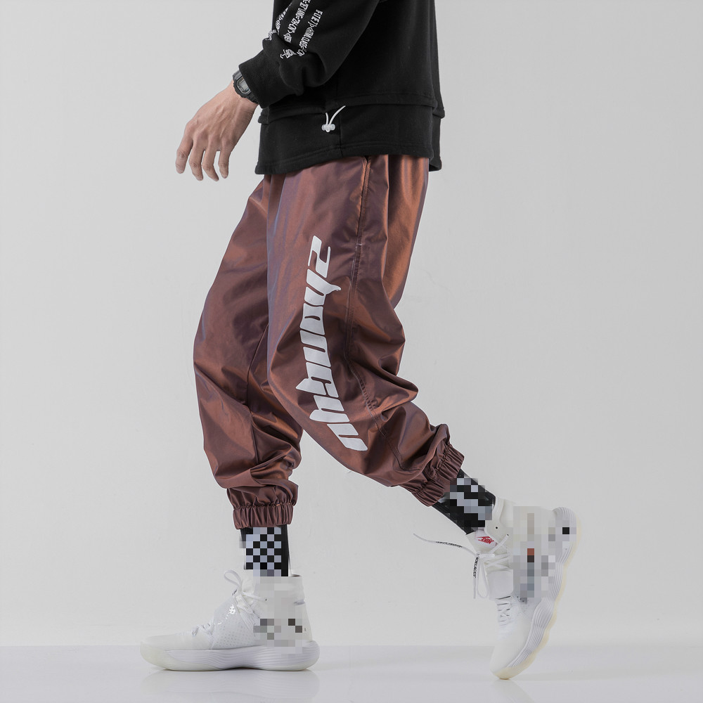 Januarysnow Streetwear Reflective Harem Jogger Pants Men New Joggers Mens Pants Printing Casual Ankle-length Men Trousers Lovers Pants