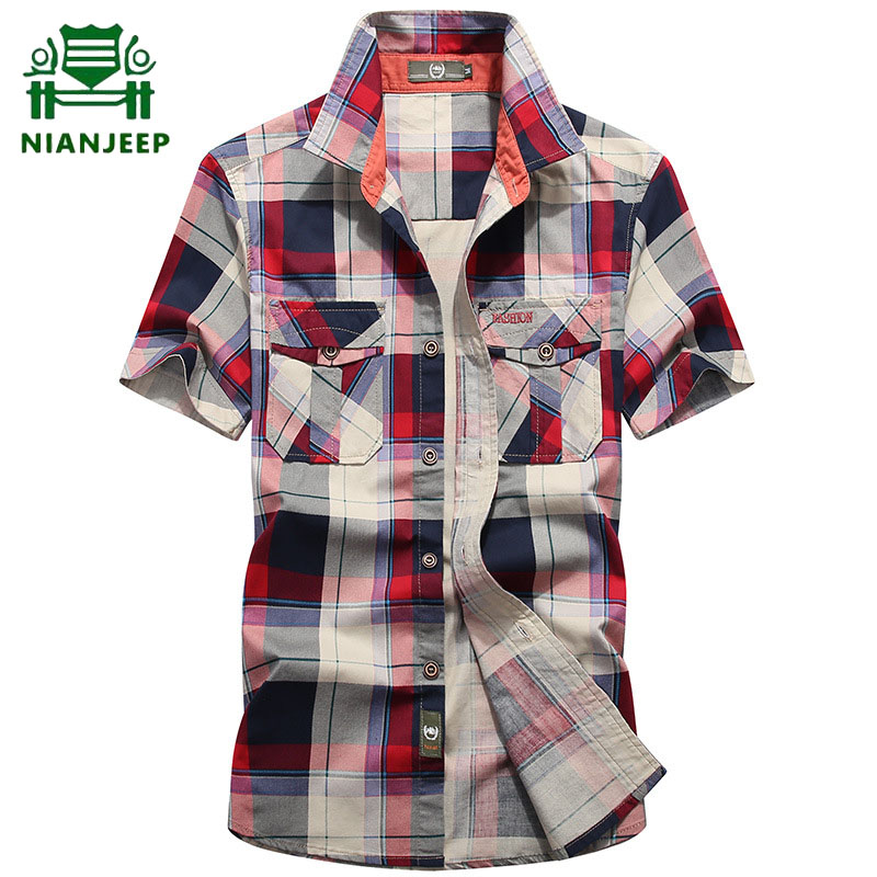 Summer Plaid Short Sleeves Shirts Men Casual Cotton Breathable High Quality Mens Cargo Shirt Streetwear Size S-4XL Chemise Homme
Summer Plaid Short Sleeves Shirts Men Casual Cotton Breathable High Quality Mens Cargo Shirt Streetwear Size S-4XL Chemise Homme