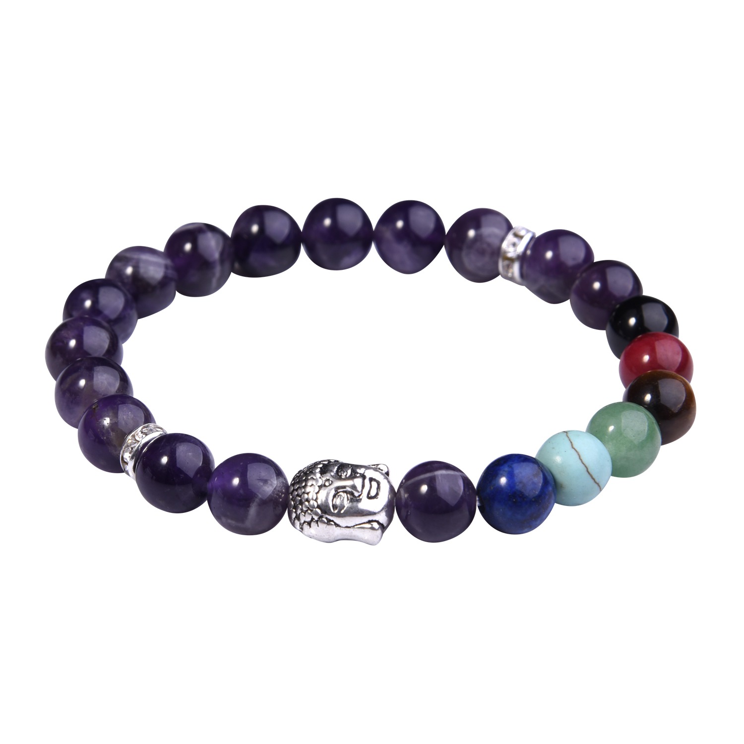 Natural Gemstone Beaded Stretch Prayer Friendship Bracelet - Semi-precious Bangle Bracelet Healing