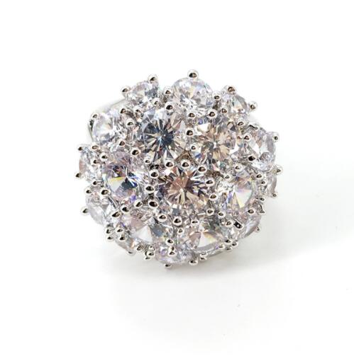 Vecalon Big Statement Flower ring 925 Sterling Silver Diamond Engagement wedding band rings For women Party Finger Jewelry