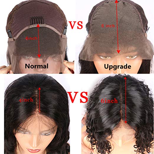 10-22Inch Curly Human Hair 13x6 Deep Part Lace Front Wig Nature Black Hair with Side Part Wigs (10Inch 150% Density