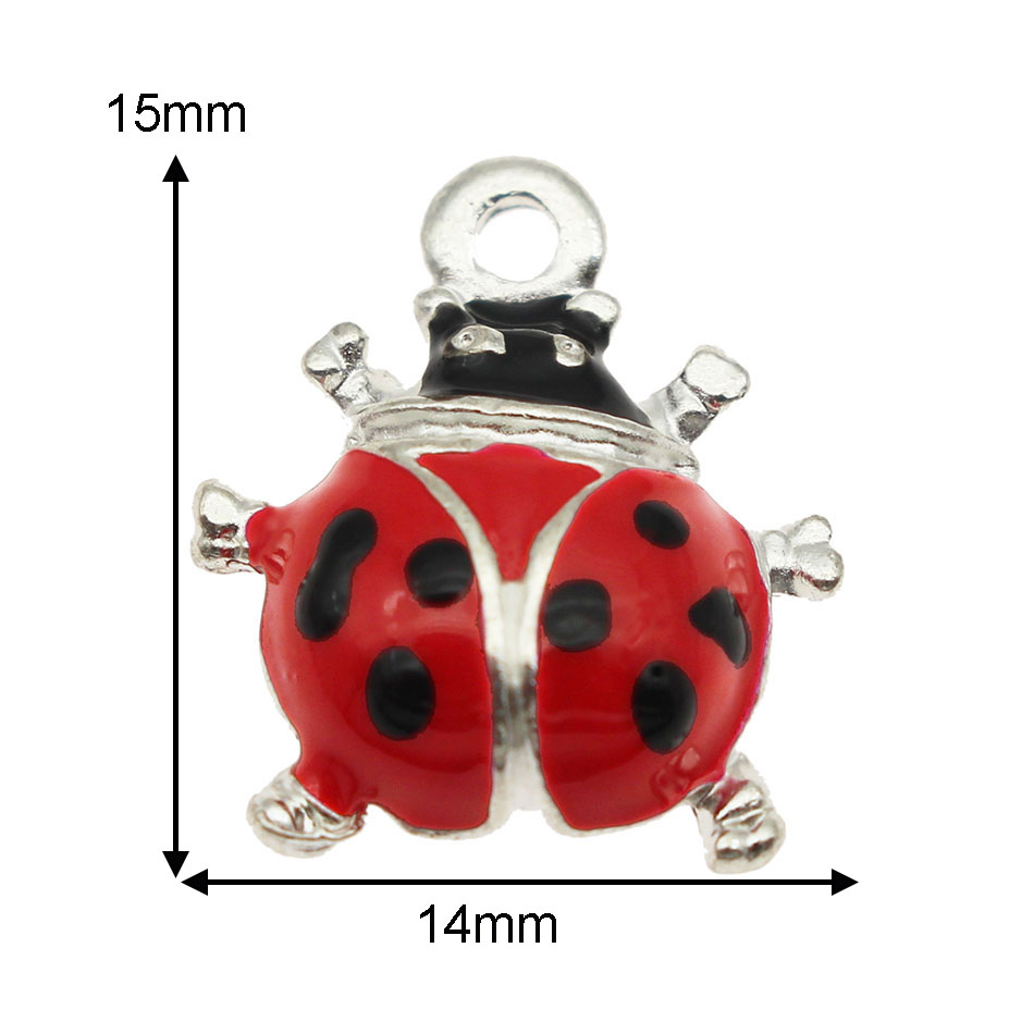 50pcs Classics Colorful Enamel Zinc Alloy Pendant Charm Ladybird Classic Necklace Pendant DLY Accessories DIY Jewelry Crafts