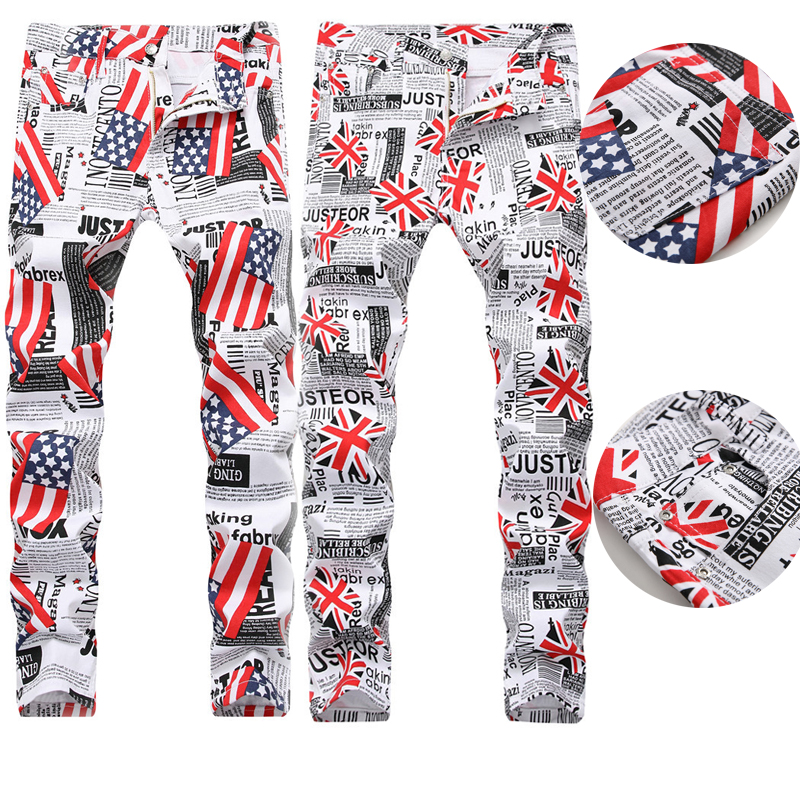 Men's Jeans New European and American Men's Jeans British and American Flag Printed White for Men
Men's Jeans New European and American Men's Jeans British and American Flag Printed White for Men