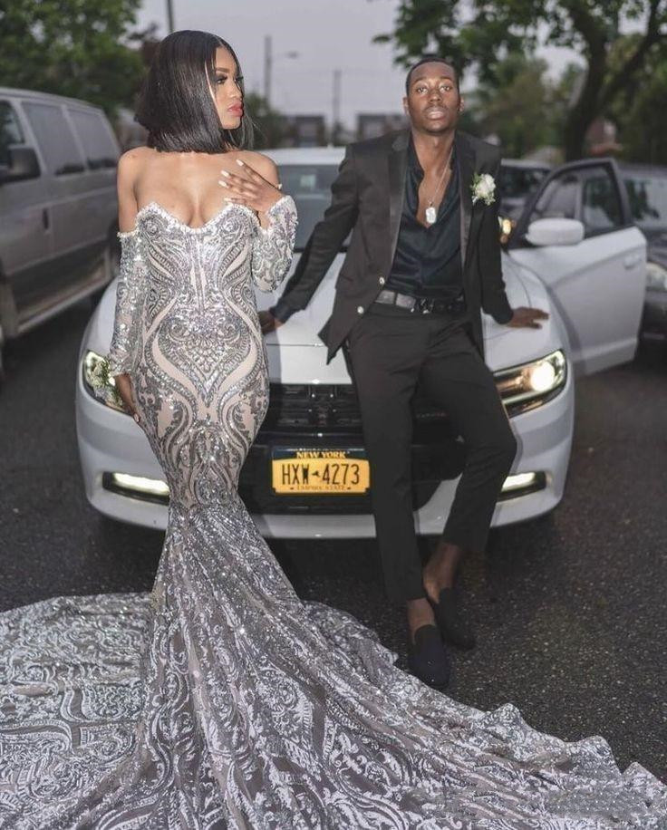 Sliver Mermaid Prom Reflective Dresses 2019 New Long Sleeve Sweep Strain Illusion Sweetheart Formal Evening Dress Party Gowns Custom Made