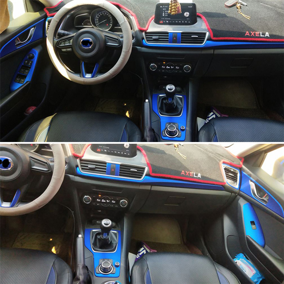 For Mazda 3 Axela 2013-2018 Interior Central Control Panel Door Handle 3D/5D Carbon Fiber Stickers Decals Car styling Accessorie