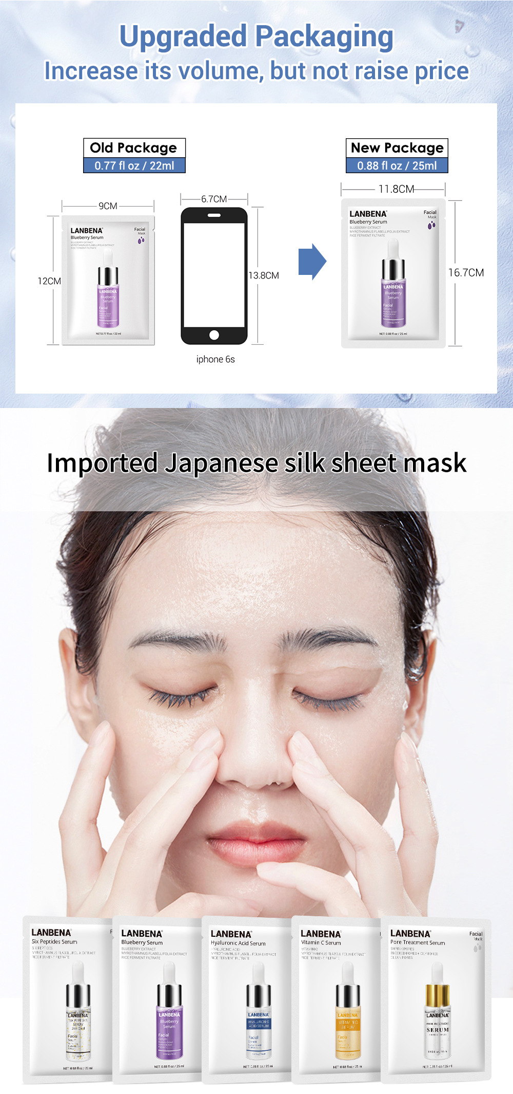 Dropshipping Women Face Care LANBENA Vitamin C Masks Serum Blueberry Sheet Mask Moisturizing Whitening
Dropshipping Women Face Care LANBENA Vitamin C Masks Serum Blueberry Sheet Mask Moisturizing Whitening