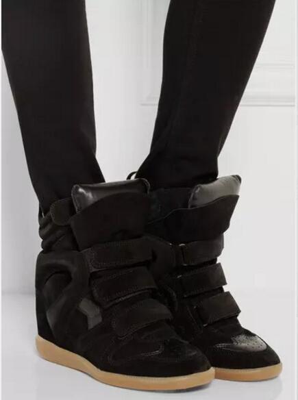 Hot Sale-Black Genuine Leather Isabel Bekett Leather-trimmed Suede Wedge Sneakers Women Marant Fashion Show Paris New Shoes
Hot Sale-Black Genuine Leather Isabel Bekett Leather-trimmed Suede Wedge Sneakers Women Marant Fashion Show Paris New Shoes