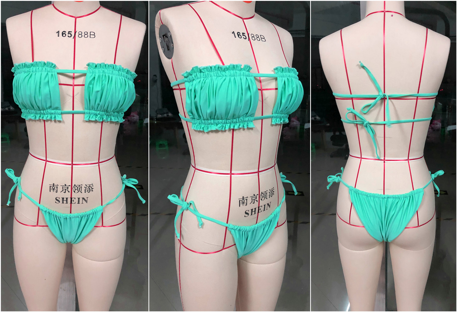 Sexy Hollow Out Bikinis Women Swimwear Purple Pleated Swimsuit Female Double-Sided Printing Micro Push Up Bikini Set