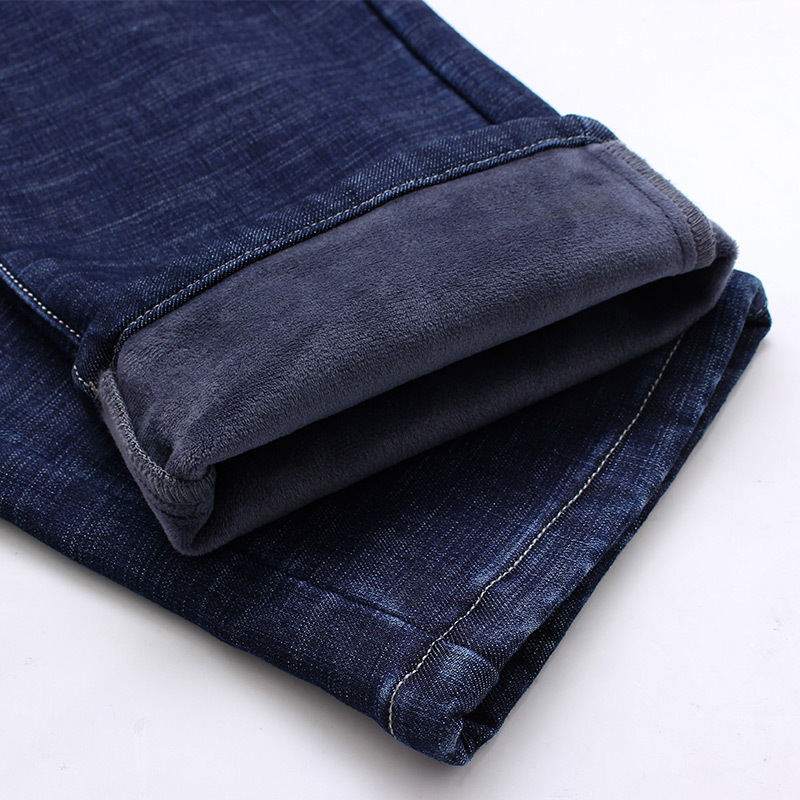 High Quality Winter Warm Men's Jeans Thick Stretch Denim Jeans Straight Fit Trousers Male Cotton Pants Men Large Size40 42 44 46Q190330