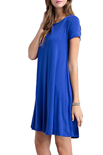 Imysty Womens T-Shirt Dress Casual Short Sleeve Swing Tunic with Pockets