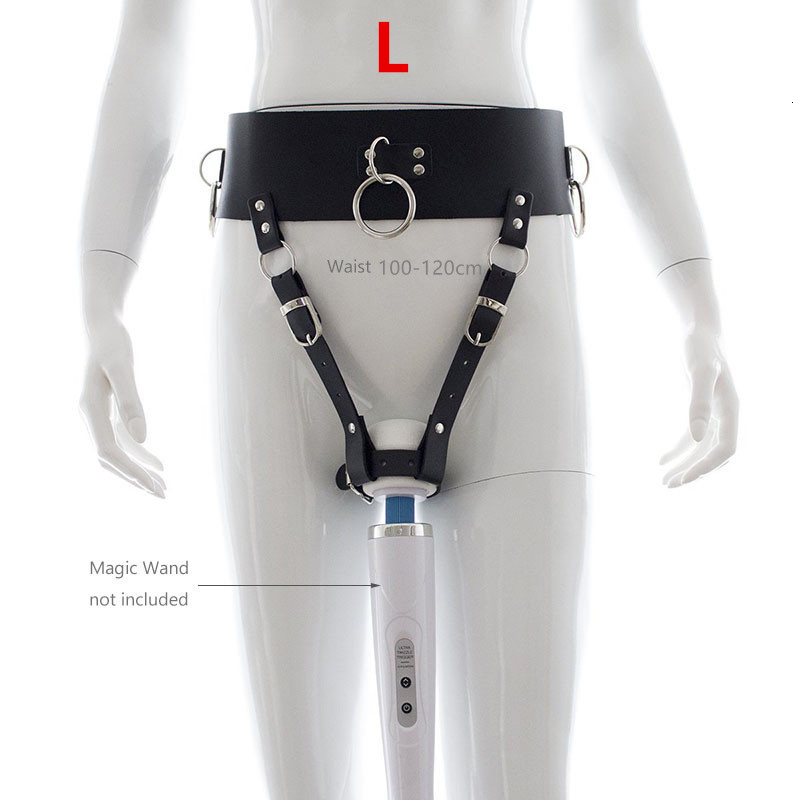 PU Leather Forced Orgasm Belt Female Chastity Belt Magic Wand Holder bdsm Bondage Restraints Harness Sex Toys for Couples Y191203