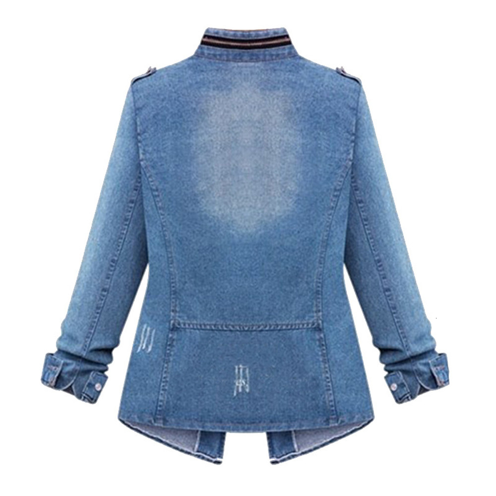 2019 New Denim Jacket Coat Bomber Jeans Jacket Casual Denim Outwear Womens Plus Size Slim Long Sleeve pocket Coat Oversize #815 V191029
