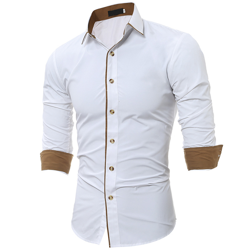 2019 new winter classic color personality trim men's casual long-sleeved shirt Slim 5227, White
2019 new winter classic color personality trim men's casual long-sleeved shirt Slim 5227, White