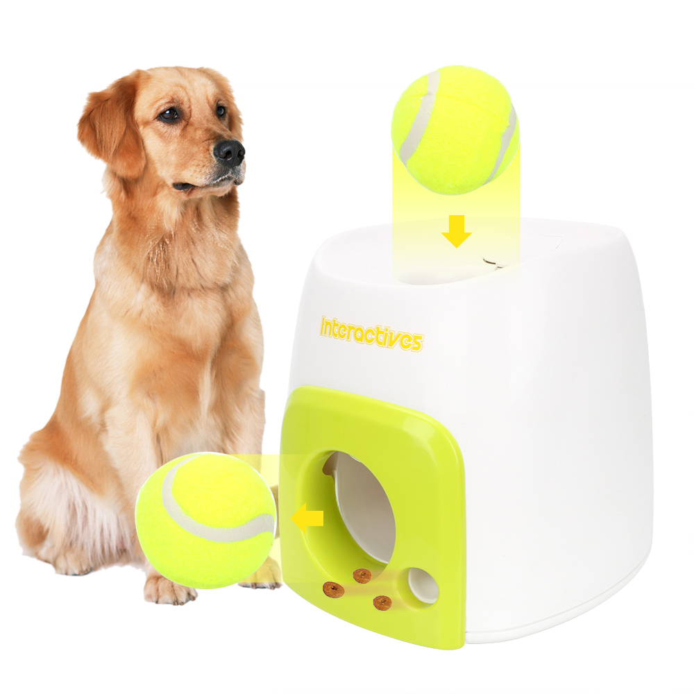 Dog Interactive Toys NICEYARD Pet Ball Throw Device Emission With Ball Interactive Fetch Ball Tennis Launcher Throwing Machine Dog Pet Toys Y200330 CL