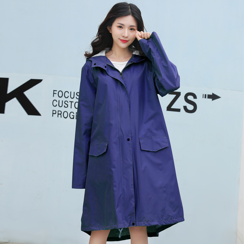 Hooded Raincoat Men windbreaker male ladies female lady Women Waterproof Rain Jacket knee length zip hasp pockets outdoor Coat Rainwear