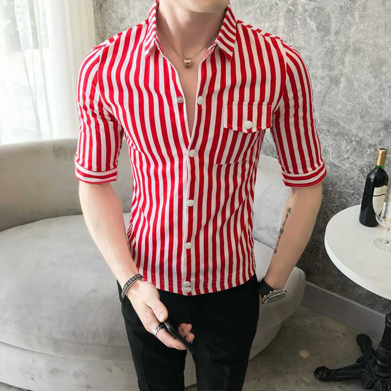 Men Stripe Shirts 2020 Summer Half Sleeve Slim Fit Men Shirts Chemise Homme Manche Court Camisetas Masculina Camicia Uomo, Black
Men Stripe Shirts 2020 Summer Half Sleeve Slim Fit Men Shirts Chemise Homme Manche Court Camisetas Masculina Camicia Uomo, Black