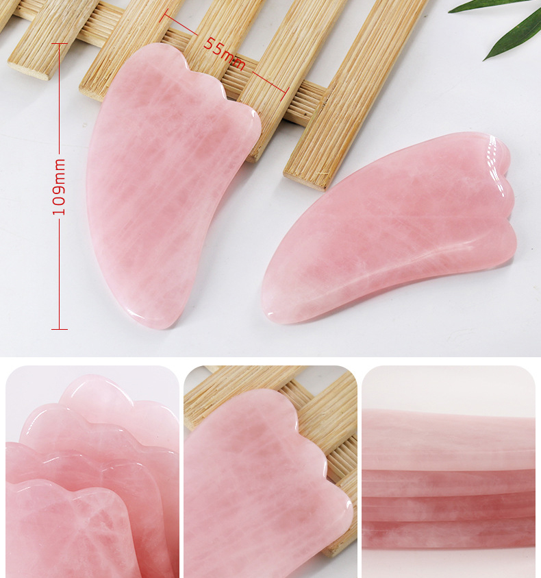 Tamax JD015 Rose Quartz pink Jade Guasha Board Natural Stone Scraper Chinese Gua Sha pad