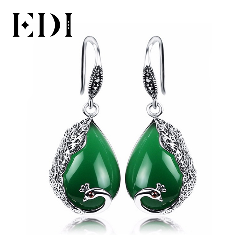 EDI Vintage Green Chalcedony Natural Stone Earrings Antiallergic Peacock Shape Bohemian Indian Jewelry For Women CJ191209
EDI Vintage Green Chalcedony Natural Stone Earrings Antiallergic Peacock Shape Bohemian Indian Jewelry For Women CJ191209