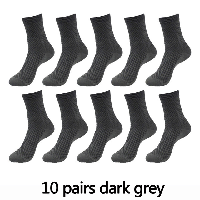 10 Pairs/lot Mens Bamboo Fiber Socks Business Breathable Deodorant Compression Male Plus Size