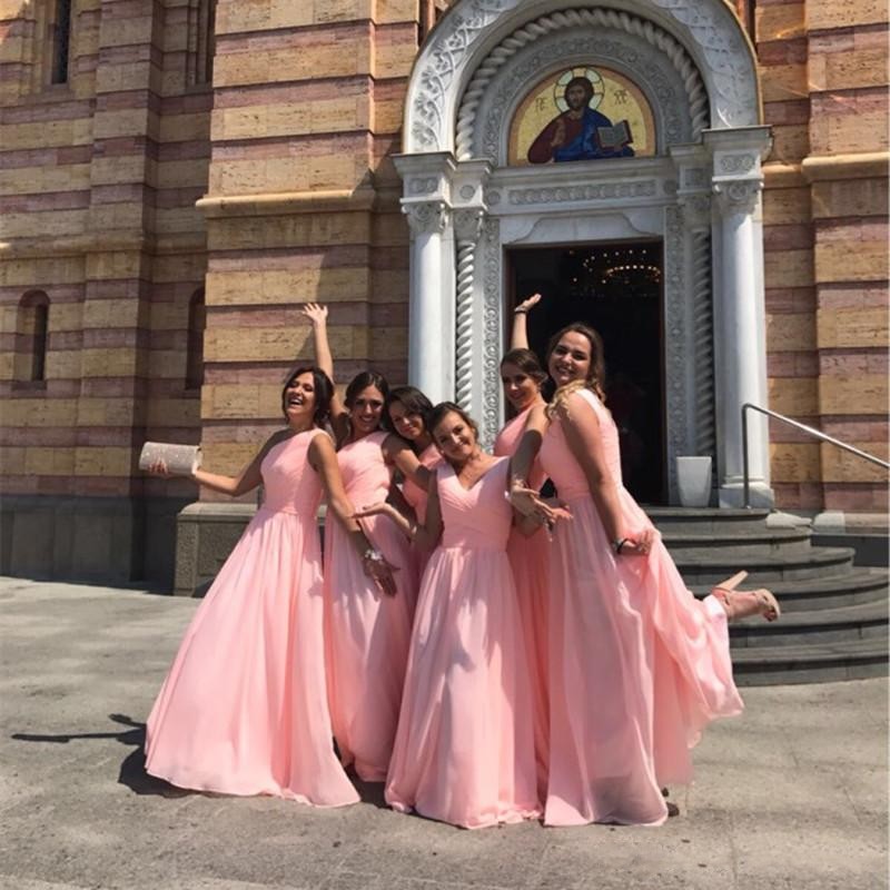 Spring 2019 Mint Green Chiffon Bridesmaid Dresses Long Ruched Bodice A Line Mix and Match Styles Fomal Weddign Guest Dresses Cheap